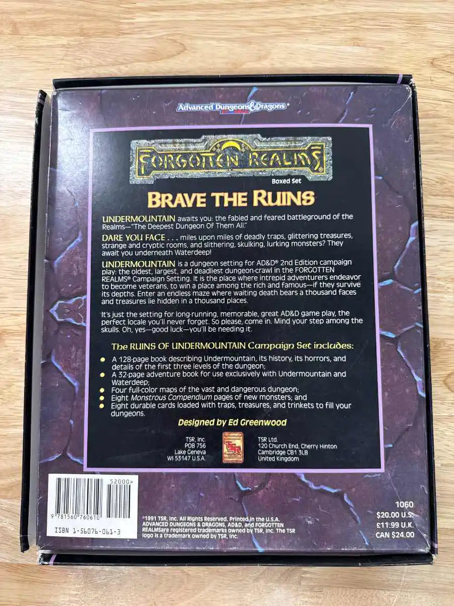 Ruins of UnderMountain (AD&D 2nd Ed. Fantasy Roleplaying, Forgotten Realms)