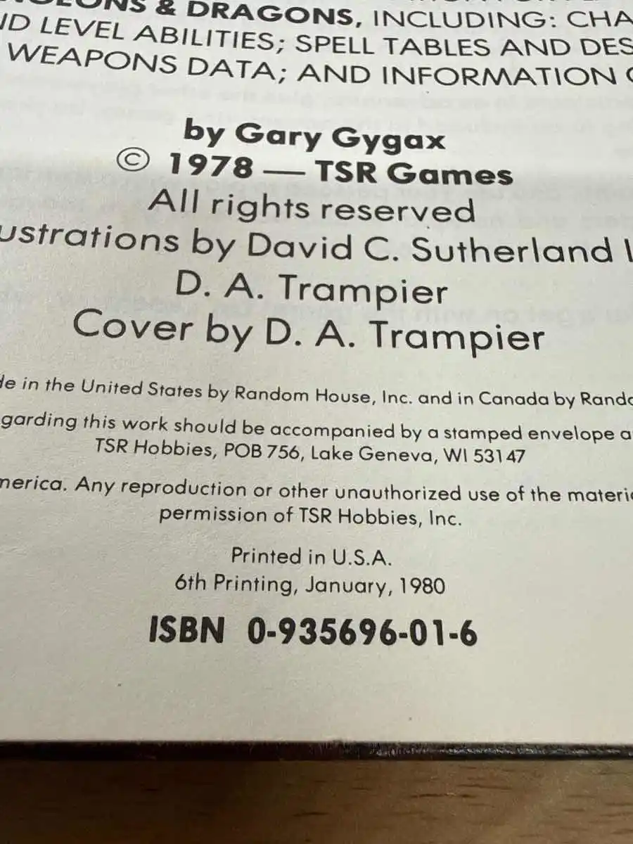 Players Handbook 6th printing
