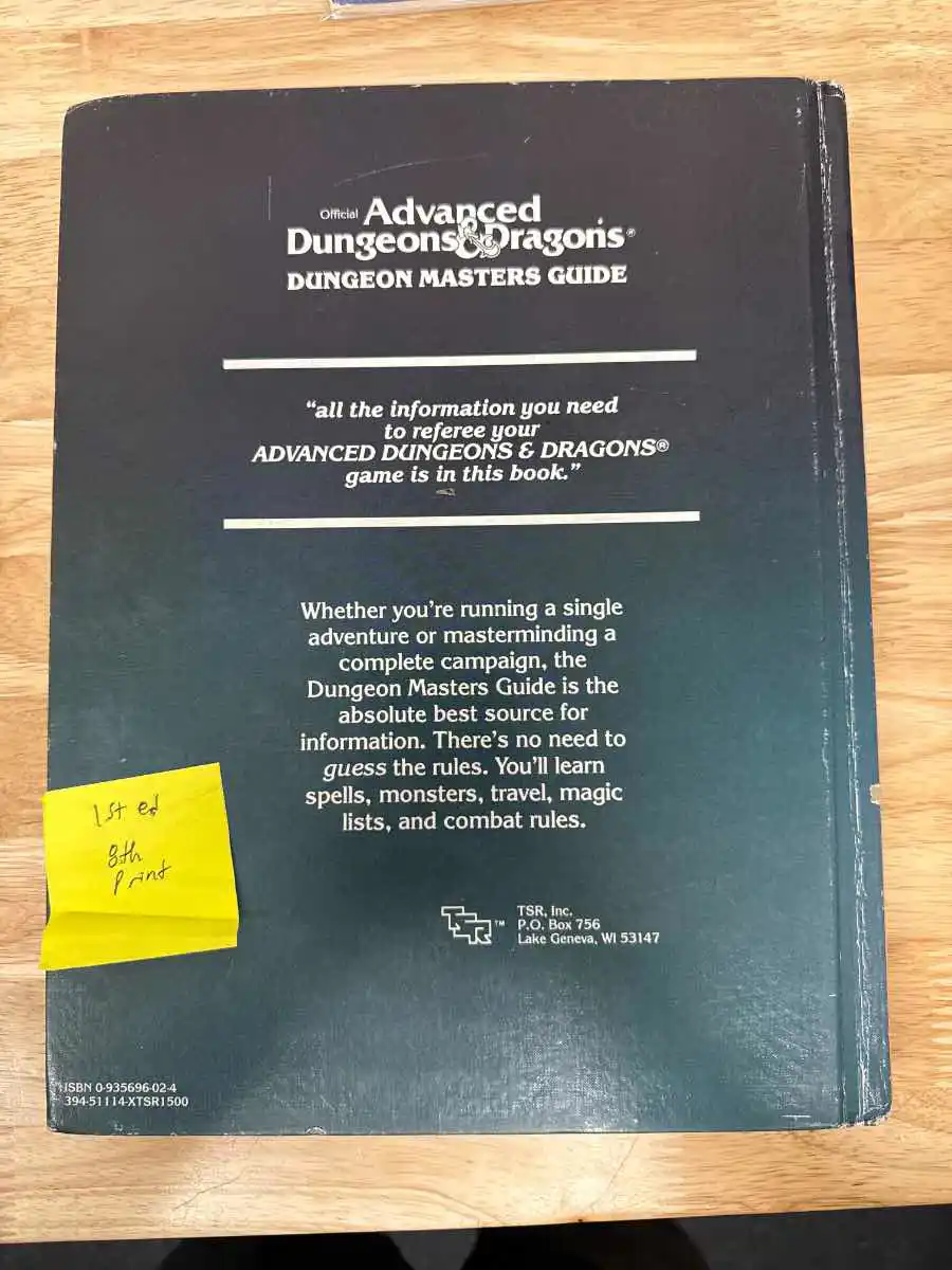 AD&D 1E DUNGEON MASTERS GUIDE 8th print