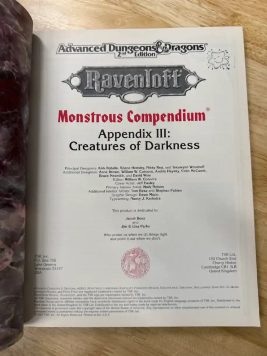 Monstrous Compendium for Ravenloft