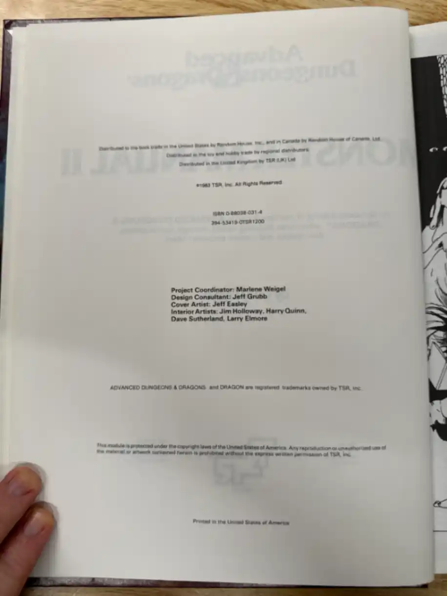 Monster Manual II First Printing
