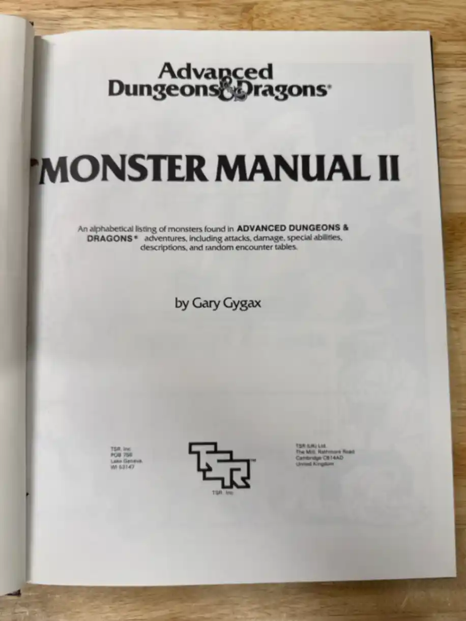 Monster Manual II First Printing