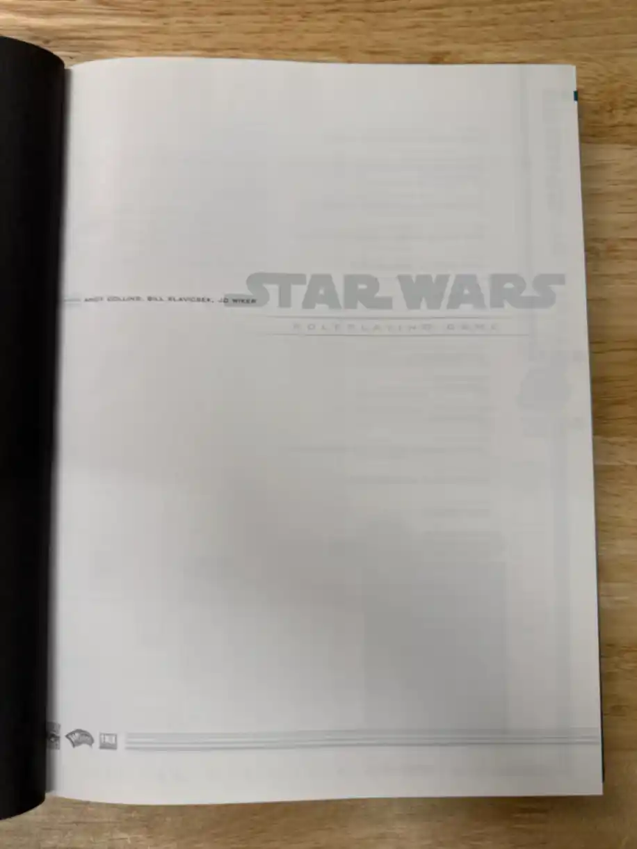 Star Wars RPG Core Rulebook First Print