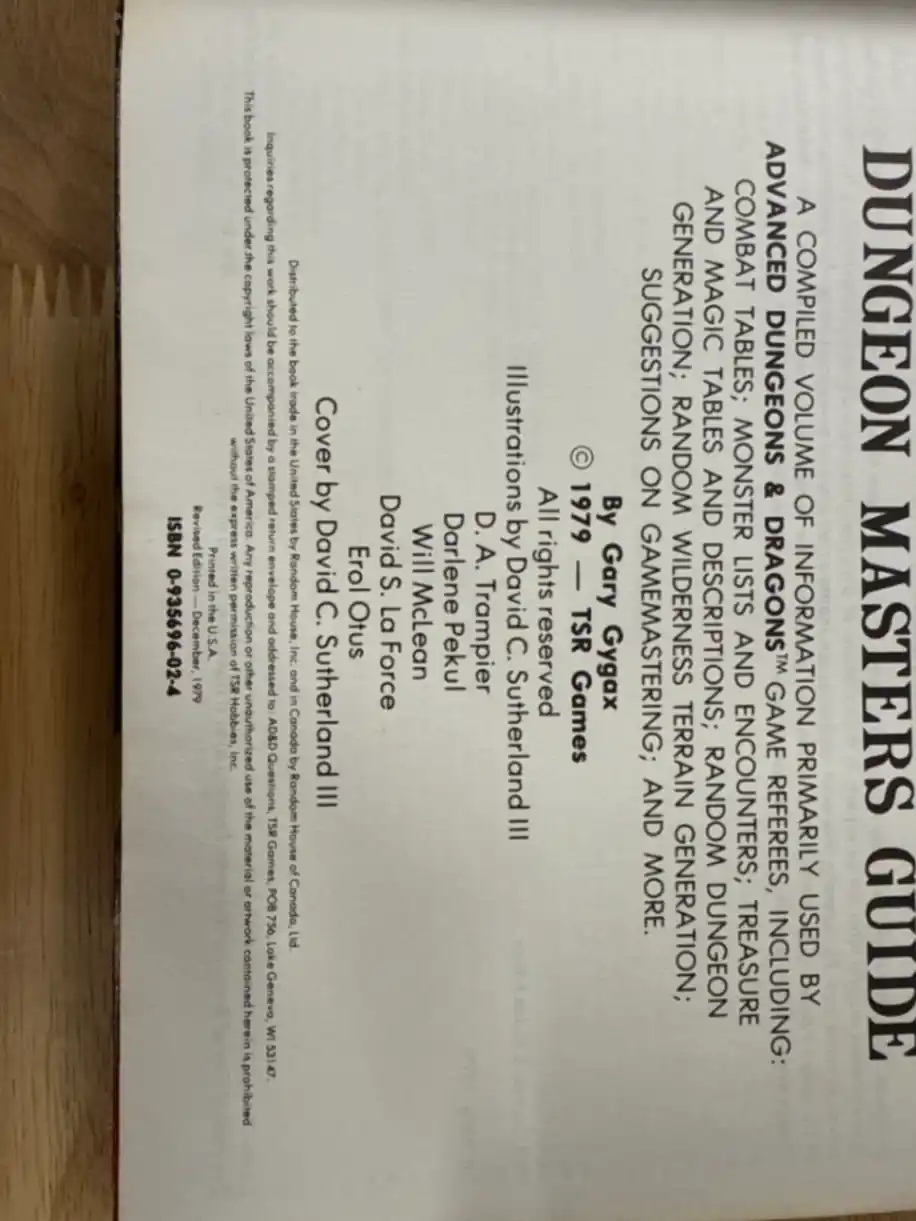 AD&D 1E Dungeon Masters Guide Revised Edition 1979