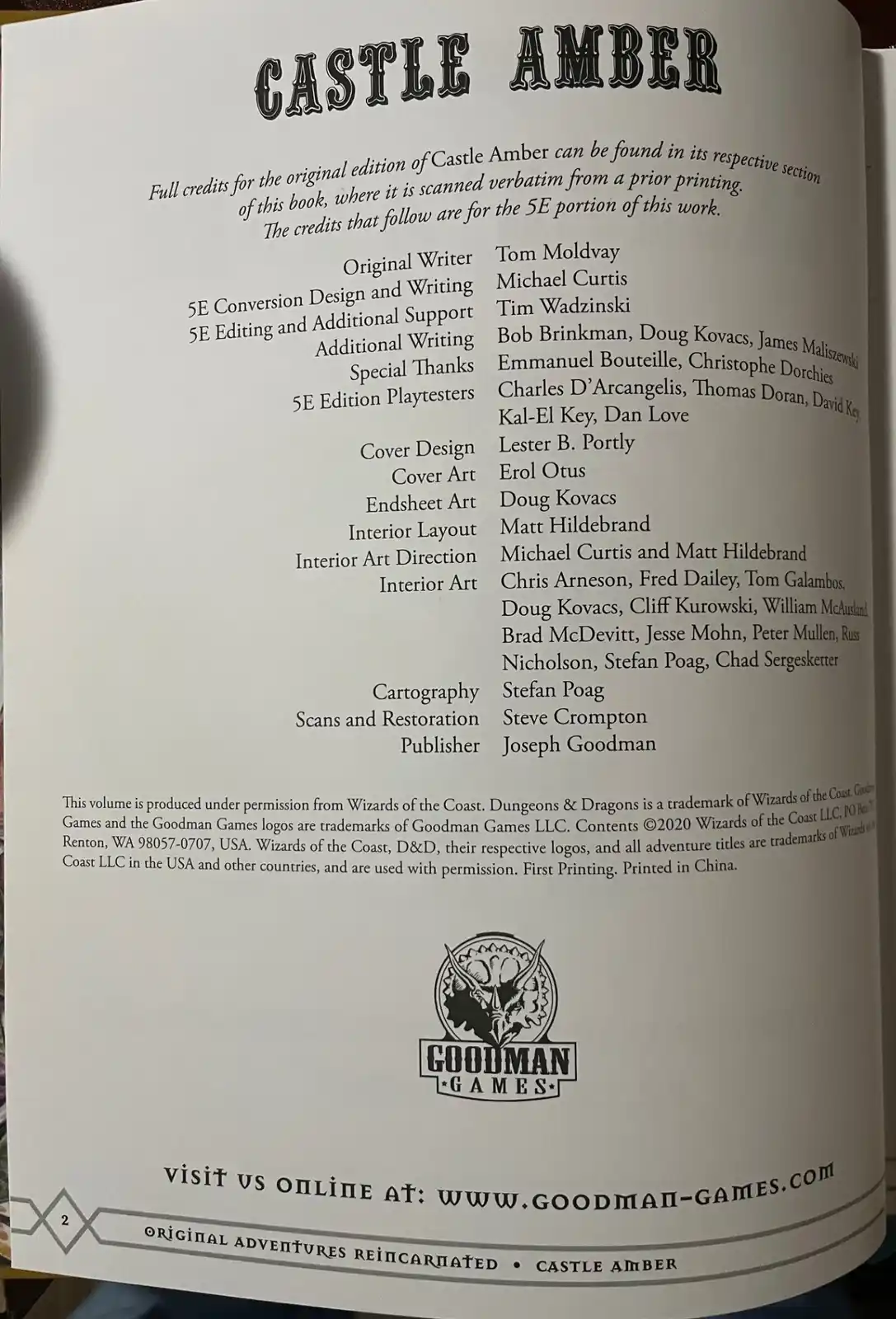 Original Adventures Reincarnated #5 Castle Amber