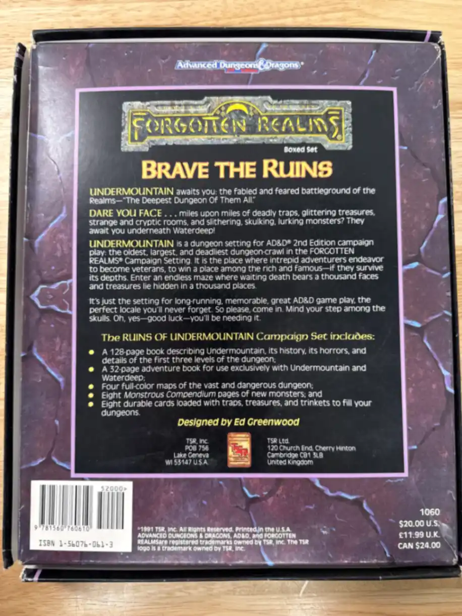 Ruins of UnderMountain (AD&D 2nd Ed. Fantasy Roleplaying, Forgotten Realms)
