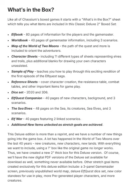 ElfQuest 40th Anniversary Deluxe Boxset, Limited Edition