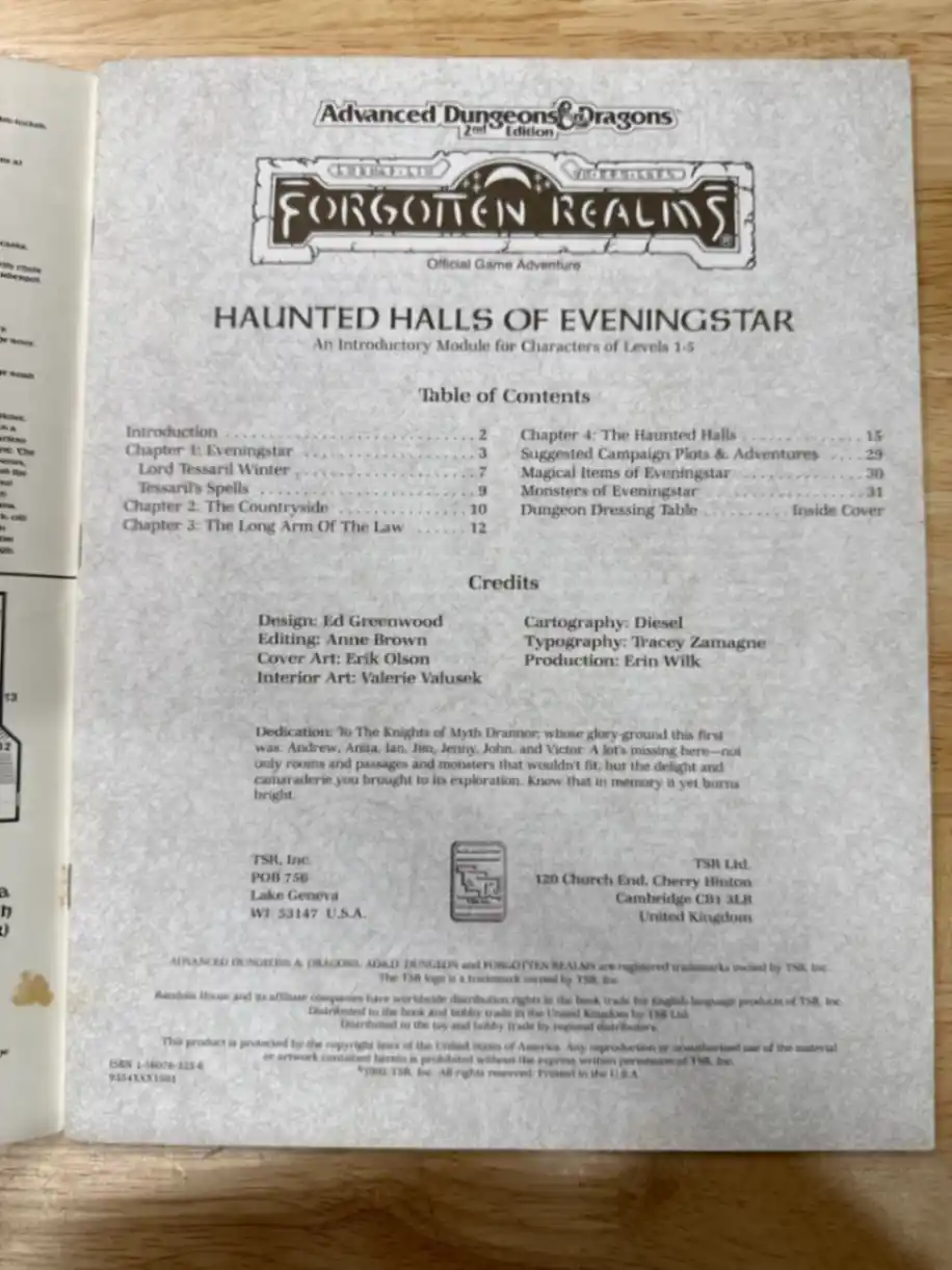 Haunted Halls of Eveningstar (AD&D 2nd Ed Fantasy Roleplaying, Forgotten Realms Module, FRQ1)