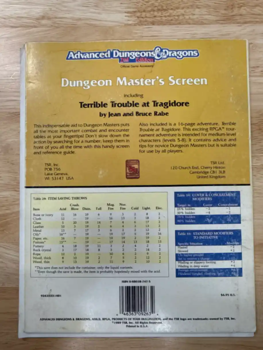 AD&D 2E Dungeon Master’s Screen