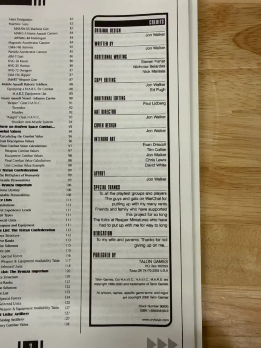 CRY H.A.V.I.C. Miniature Game Rules 1.0 