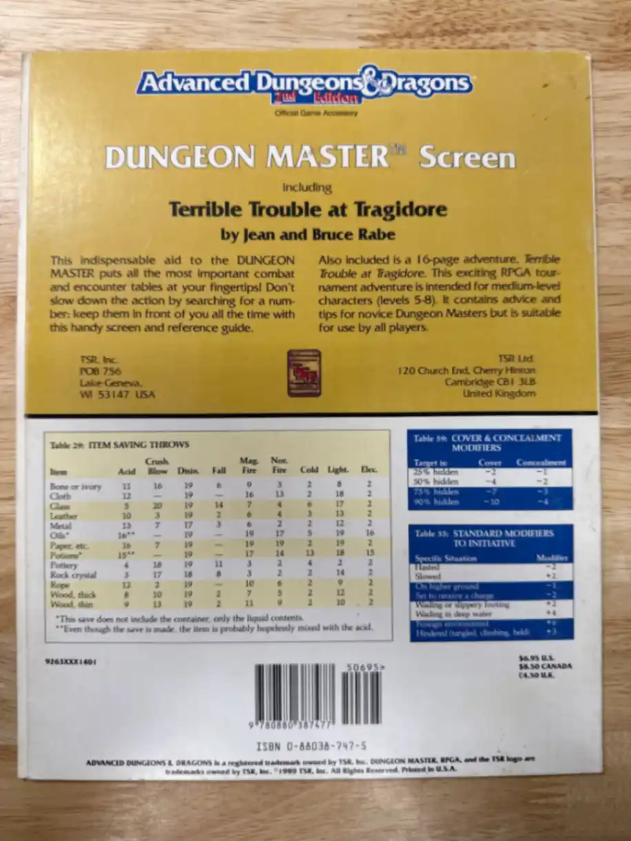 AD&D 2E Dungeon Master Screen