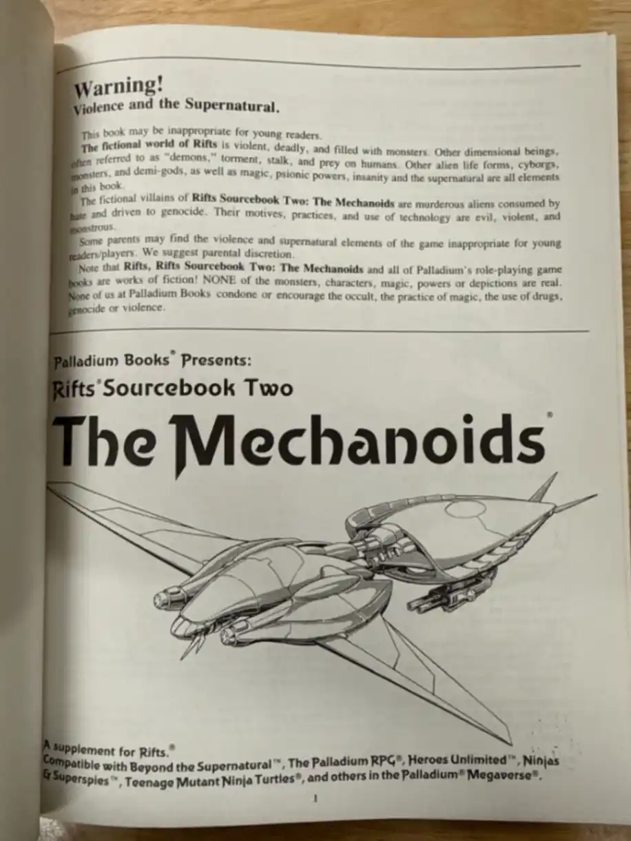 Rifts Sourcebook 2 Third Printing